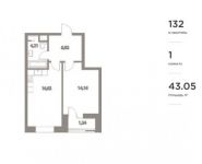 1-комнатная квартира площадью 43.05 кв.м, Котляковский 2-й пер, 1/3 | цена 6 788 943 руб. | www.metrprice.ru