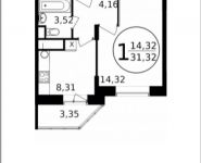 1-комнатная квартира площадью 31 кв.м, Просвещения ул., 11К1 | цена 2 192 400 руб. | www.metrprice.ru