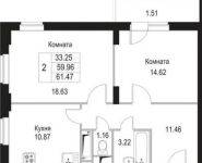 2-комнатная квартира площадью 61.47 кв.м, Щелково платф, 1 | цена 3 915 639 руб. | www.metrprice.ru