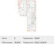 2-комнатная квартира площадью 54.76 кв.м, Калинина ул, 8 | цена 5 202 200 руб. | www.metrprice.ru