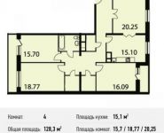 4-комнатная квартира площадью 128.3 кв.м, Нагатинский 1-й пр., 11 | цена 21 717 232 руб. | www.metrprice.ru