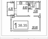 1-комнатная квартира площадью 38.35 кв.м, Садовая, 14 | цена 2 138 474 руб. | www.metrprice.ru