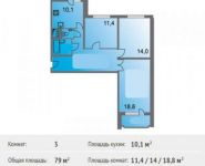 3-комнатная квартира площадью 79 кв.м, проспект Гагарина, 5/5 | цена 6 359 500 руб. | www.metrprice.ru