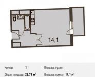 1-комнатная квартира площадью 26.8 кв.м, Барышевская Роща ул., 11 | цена 3 153 183 руб. | www.metrprice.ru