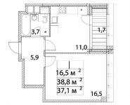 1-комнатная квартира площадью 38.5 кв.м, ул Архитектора Щусева, д. 1 | цена 11 588 500 руб. | www.metrprice.ru