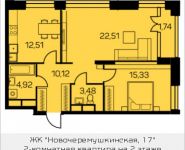 2-комнатная квартира площадью 70.63 кв.м, Новочеремушкинская, 17, корп.1 | цена 13 758 724 руб. | www.metrprice.ru