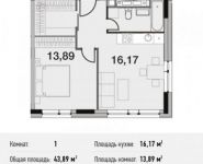 1-комнатная квартира площадью 43.9 кв.м, улица Энергетиков, 6 | цена 9 105 822 руб. | www.metrprice.ru