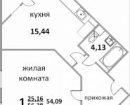 1-комнатная квартира площадью 57.2 кв.м, Народная ул., 23 | цена 4 043 392 руб. | www.metrprice.ru