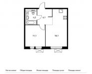 1-комнатная квартира площадью 39.5 кв.м, Саларьево д, Новая 2-я ул, 23с1 | цена 5 138 950 руб. | www.metrprice.ru