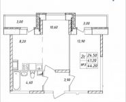 2-комнатная квартира площадью 44.2 кв.м, Дружбы, 46 | цена 3 969 911 руб. | www.metrprice.ru