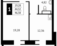 1-комнатная квартира площадью 46.4 кв.м, Клубная, 13 | цена 4 536 064 руб. | www.metrprice.ru