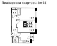2-комнатная квартира площадью 51.2 кв.м, Нововладыкинский проезд, 1к4 | цена 8 127 929 руб. | www.metrprice.ru