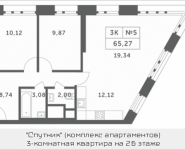 3-комнатная квартира площадью 65.27 кв.м, Мякининское шоссе, 2 | цена 5 391 302 руб. | www.metrprice.ru