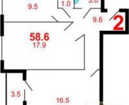 2-комнатная квартира площадью 58.6 кв.м, Ярославское ш., 22 | цена 2 226 800 руб. | www.metrprice.ru