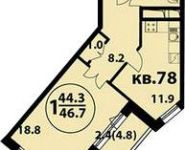 1-комнатная квартира площадью 46.7 кв.м в ЖК "Изумрудная 24", Изумрудная ул., 24 | цена 8 172 500 руб. | www.metrprice.ru