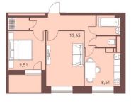 2-комнатная квартира площадью 47.2 кв.м, Калинина ул., 9 | цена 3 727 220 руб. | www.metrprice.ru