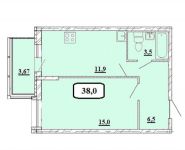 1-комнатная квартира площадью 38 кв.м, б-р Космонавтов, д. 11 | цена 4 120 826 руб. | www.metrprice.ru