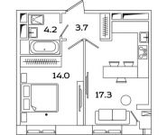 1-комнатная квартира площадью 39.3 кв.м, Рязанский проспект, д.влд 2 | цена 6 864 138 руб. | www.metrprice.ru