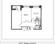 2-комнатная квартира площадью 68.67 кв.м, Вавилова, 69 | цена 16 262 923 руб. | www.metrprice.ru