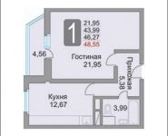 1-комнатная квартира площадью 48 кв.м, Лукино ул. | цена 3 649 360 руб. | www.metrprice.ru