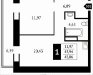 1-комнатная квартира площадью 45.9 кв.м, Клубная, 13 | цена 4 659 768 руб. | www.metrprice.ru