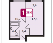 1-комнатная квартира площадью 38 кв.м, Северный Квартал, 1 | цена 2 584 000 руб. | www.metrprice.ru