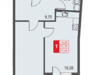 1-комнатная квартира площадью 55.4 кв.м, Тихая улица, 18с1 | цена 3 442 494 руб. | www.metrprice.ru