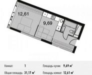 1-комнатная квартира площадью 31.2 кв.м, Донецкая улица, 30с29 | цена 7 145 474 руб. | www.metrprice.ru