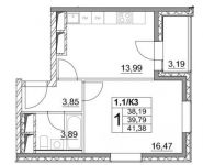 1-комнатная квартира площадью 41 кв.м, Лазоревый пр., 3С3 | цена 9 904 792 руб. | www.metrprice.ru