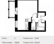 1-комнатная квартира площадью 27.8 кв.м, Фруктовая ул., 1К1 | цена 2 872 463 руб. | www.metrprice.ru
