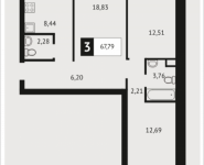 3-комнатная квартира площадью 67.8 кв.м, Клубная, 9 | цена 5 833 512 руб. | www.metrprice.ru
