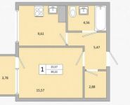 1-комнатная квартира площадью 39.2 кв.м, Зеленая ул., ДВЛ3 | цена 2 549 300 руб. | www.metrprice.ru