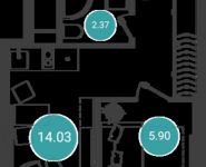 1-комнатная квартира площадью 23.57 кв.м, Железнодорожный пер, 7к3 | цена 2 675 195 руб. | www.metrprice.ru