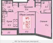 2-комнатная квартира площадью 73.2 кв.м, Стадионная улица, 4 | цена 6 811 992 руб. | www.metrprice.ru