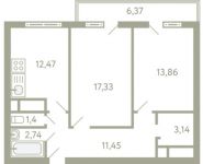 2-комнатная квартира площадью 64.3 кв.м, Березовая ул., 20 | цена 4 372 829 руб. | www.metrprice.ru