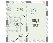 1-комнатная квартира площадью 38.3 кв.м, Новая ул, 67 | цена 1 450 000 руб. | www.metrprice.ru