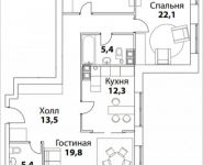 3-комнатная квартира площадью 104 кв.м, Шелепихинская набережная, влд 34, корп.6 | цена 22 646 960 руб. | www.metrprice.ru