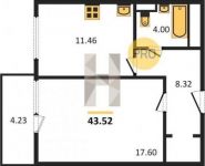 1-комнатная квартира площадью 43.5 кв.м, Викторенко ул., 11С21 | цена 10 435 000 руб. | www.metrprice.ru