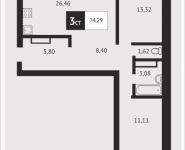 3-комнатная квартира площадью 74.3 кв.м, Клубная, 9 | цена 6 580 097 руб. | www.metrprice.ru