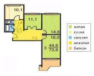 3-комнатная квартира площадью 74 кв.м, Варшавское ш., 124 | цена 9 900 000 руб. | www.metrprice.ru