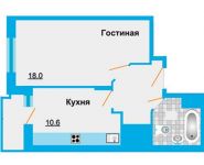 1-комнатная квартира площадью 39.6 кв.м, Речной проезд, 11 | цена 2 653 200 руб. | www.metrprice.ru