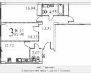 3-комнатная квартира площадью 82.98 кв.м в ЖК "Авентин", Железнодорожная, 33, корп.2 | цена 5 158 369 руб. | www.metrprice.ru