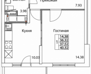 1-комнатная квартира площадью 40.32 кв.м, 2-я Муравская, корп.8 | цена 5 174 669 руб. | www.metrprice.ru