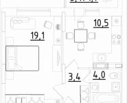 1-комнатная квартира площадью 38.7 кв.м, Строителей, корп.3 | цена 2 147 850 руб. | www.metrprice.ru