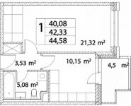 1-комнатная квартира площадью 44 кв.м, Лазоревый проезд, 3с8 | цена 8 649 456 руб. | www.metrprice.ru