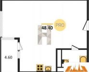 1-комнатная квартира площадью 48.4 кв.м, улица Мельникова, 3к2 | цена 10 316 460 руб. | www.metrprice.ru