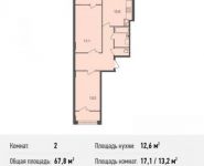 2-комнатная квартира площадью 67.8 кв.м, Богородский мкр, 14 | цена 3 886 974 руб. | www.metrprice.ru