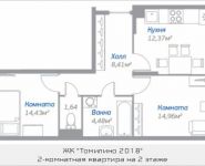 2-комнатная квартира площадью 57.68 кв.м, Новорязанское шоссе, 15, корп.15 | цена 3 760 736 руб. | www.metrprice.ru