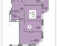 3-комнатная квартира площадью 79.4 кв.м, Ленинский проспект, 18 | цена 7 575 876 руб. | www.metrprice.ru