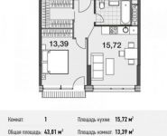 1-комнатная квартира площадью 43 кв.м, Олимпийский проспект, с10 | цена 8 818 137 руб. | www.metrprice.ru